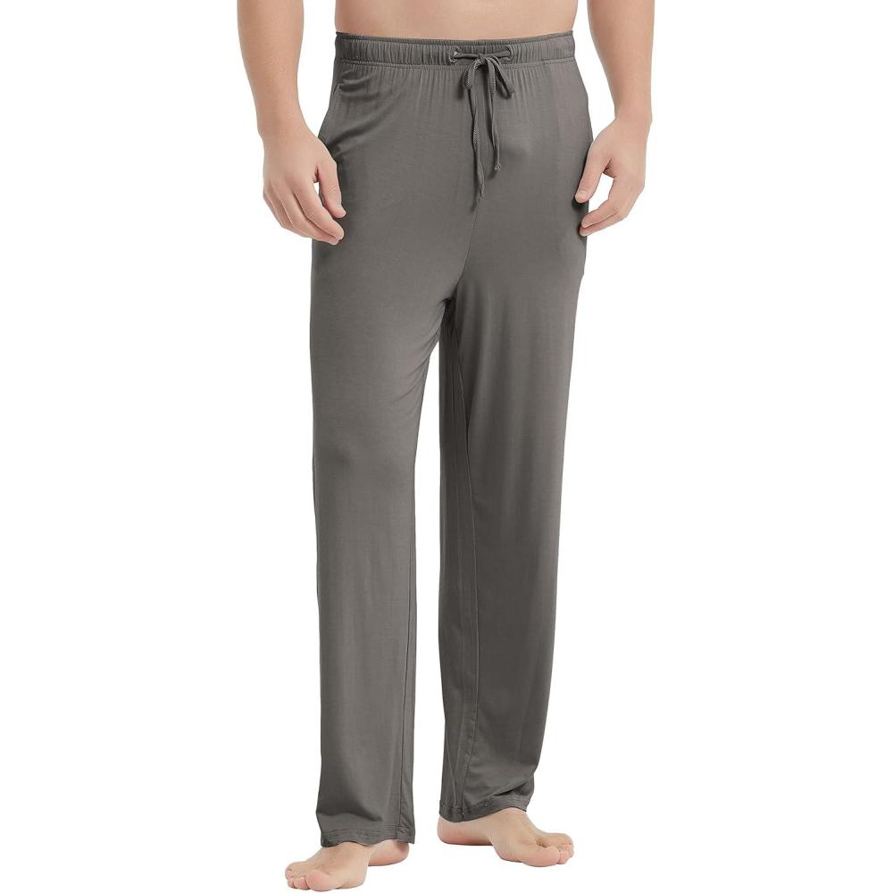 imageGYS Mens Bamboo Viscose Pajama Pants Soft Sleep Lounge Pants Comfy Pj Bottoms with Pockets amp DrawstringIron Grey