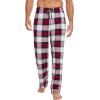 GYS Men’s Bamboo Viscose Pajama Pants, Soft Sleep Lounge Pants Comfy Pj Bottoms with Pockets & Drawstring(White & Red Plaid)