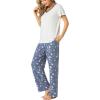 GYS Womens Bamboo Viscose Pajamas Set Super Soft Short Sleeve Top and Pants Pj Sleepwear Sets(Airy Blue)
