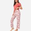 GYS Womens Bamboo Viscose Pajamas Set Super Soft Short Sleeve Top and Pants Pj Sleepwear Sets(B-grapefruit Red)