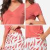 GYS Womens Bamboo Viscose Pajamas Set Super Soft Short Sleeve Top and Pants Pj Sleepwear Sets(B-grapefruit Red)
