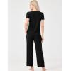 GYS Womens Bamboo Viscose Pajamas Set Super Soft Short Sleeve Top and Pants Pj Sleepwear Sets(Black)