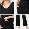 GYS Womens Bamboo Viscose Pajamas Set Super Soft Short Sleeve Top and Pants Pj Sleepwear Sets(Black)