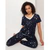 GYS Womens Bamboo Viscose Pajamas Set Super Soft Short Sleeve Top and Pants Pj Sleepwear Sets(Blue Stars)