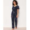 GYS Womens Bamboo Viscose Pajamas Set Super Soft Short Sleeve Top and Pants Pj Sleepwear Sets(Blue Stars)