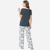 GYS Womens Bamboo Viscose Pajamas Set Super Soft Short Sleeve Top and Pants Pj Sleepwear Sets(B-midnight Blue)