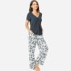 GYS Womens Bamboo Viscose Pajamas Set Super Soft Short Sleeve Top and Pants Pj Sleepwear Sets(B-midnight Blue)