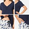 GYS Womens Bamboo Viscose Pajamas Set Super Soft Short Sleeve Top and Pants Pj Sleepwear Sets(B-navy)