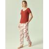 GYS Womens Bamboo Viscose Pajamas Set Super Soft Short Sleeve Top and Pants Pj Sleepwear Sets(Brick Red)