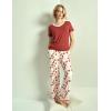 GYS Womens Bamboo Viscose Pajamas Set Super Soft Short Sleeve Top and Pants Pj Sleepwear Sets(Brick Red)