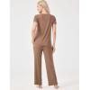 GYS Womens Bamboo Viscose Pajamas Set Super Soft Short Sleeve Top and Pants Pj Sleepwear Sets(Camel)
