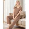 GYS Womens Bamboo Viscose Pajamas Set Super Soft Short Sleeve Top and Pants Pj Sleepwear Sets(Camel)