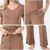 GYS Womens Bamboo Viscose Pajamas Set Super Soft Short Sleeve Top and Pants Pj Sleepwear Sets(Camel)