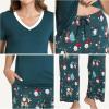 GYS Womens Bamboo Viscose Pajamas Set Super Soft Short Sleeve Top and Pants Pj Sleepwear Sets(Christmas Green)