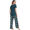 GYS Womens Bamboo Viscose Pajamas Set Super Soft Short Sleeve Top and Pants Pj Sleepwear Sets(Christmas Green)