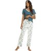 GYS Womens Bamboo Viscose Pajamas Set Super Soft Short Sleeve Top and Pants Pj Sleepwear Sets(Green)