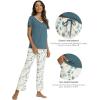 GYS Womens Bamboo Viscose Pajamas Set Super Soft Short Sleeve Top and Pants Pj Sleepwear Sets(Green)