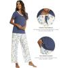 GYS Womens Bamboo Viscose Pajamas Set Super Soft Short Sleeve Top and Pants Pj Sleepwear Sets(Indigo Blue)
