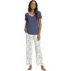 GYS Womens Bamboo Viscose Pajamas Set Super Soft Short Sleeve Top and Pants Pj Sleepwear Sets(Indigo Blue)