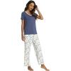 GYS Womens Bamboo Viscose Pajamas Set Super Soft Short Sleeve Top and Pants Pj Sleepwear Sets(Indigo Blue)