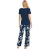 GYS Womens Bamboo Viscose Pajamas Set Super Soft Short Sleeve Top and Pants Pj Sleepwear Sets(Ink Blue Flowers)