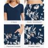 GYS Womens Bamboo Viscose Pajamas Set Super Soft Short Sleeve Top and Pants Pj Sleepwear Sets(Ink Blue Flowers)