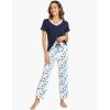 GYS Womens Bamboo Viscose Pajamas Set Super Soft Short Sleeve Top and Pants Pj Sleepwear Sets(Navy)