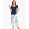 GYS Womens Bamboo Viscose Pajamas Set Super Soft Short Sleeve Top and Pants Pj Sleepwear Sets(Navy)