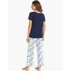 GYS Womens Bamboo Viscose Pajamas Set Super Soft Short Sleeve Top and Pants Pj Sleepwear Sets(Navy)