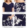 GYS Womens Bamboo Viscose Pajamas Set Super Soft Short Sleeve Top and Pants Pj Sleepwear Sets(Navy Flowers)