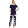 GYS Womens Bamboo Viscose Pajamas Set Super Soft Short Sleeve Top and Pants Pj Sleepwear Sets(Navy Flowers)