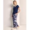 GYS Womens Bamboo Viscose Pajamas Set Super Soft Short Sleeve Top and Pants Pj Sleepwear Sets(Navy Peony)