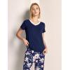 GYS Womens Bamboo Viscose Pajamas Set Super Soft Short Sleeve Top and Pants Pj Sleepwear Sets(Navy Peony)