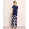 GYS Womens Bamboo Viscose Pajamas Set Super Soft Short Sleeve Top and Pants Pj Sleepwear Sets(Navy Peony)