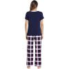 GYS Womens Bamboo Viscose Pajamas Set Super Soft Short Sleeve Top and Pants Pj Sleepwear Sets(Navy Red Plaid)