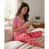 GYS Womens Bamboo Viscose Pajamas Set Super Soft Short Sleeve Top and Pants Pj Sleepwear Sets(Pink Heart)
