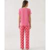 GYS Womens Bamboo Viscose Pajamas Set Super Soft Short Sleeve Top and Pants Pj Sleepwear Sets(Pink Heart)