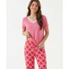 GYS Womens Bamboo Viscose Pajamas Set Super Soft Short Sleeve Top and Pants Pj Sleepwear Sets(Pink Heart)