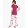 GYS Womens Bamboo Viscose Pajamas Set Super Soft Short Sleeve Top and Pants Pj Sleepwear Sets(Purple)