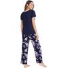 GYS Womens Bamboo Viscose Pajamas Set Super Soft Short Sleeve Top and Pants Pj Sleepwear Sets(Purple Floral)