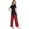 GYS Womens Bamboo Viscose Pajamas Set Super Soft Short Sleeve Top and Pants Pj Sleepwear Sets(Red Plaid)