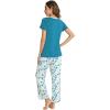 GYS Womens Bamboo Viscose Pajamas Set Super Soft Short Sleeve Top and Pants Pj Sleepwear Sets(Teal Blue)