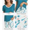 GYS Womens Bamboo Viscose Pajamas Set Super Soft Short Sleeve Top and Pants Pj Sleepwear Sets(Teal Blue)