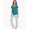 GYS Womens Bamboo Viscose Pajamas Set Super Soft Short Sleeve Top and Pants Pj Sleepwear Sets(Teal Blue)