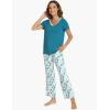 GYS Womens Bamboo Viscose Pajamas Set Super Soft Short Sleeve Top and Pants Pj Sleepwear Sets(Teal Blue)