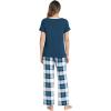 GYS Womens Bamboo Viscose Pajamas Set Super Soft Short Sleeve Top and Pants Pj Sleepwear Sets(White Green Plaid)