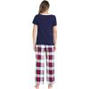 GYS Womens Bamboo Viscose Pajamas Set Super Soft Short Sleeve Top and Pants Pj Sleepwear Sets(White Red Plaid)