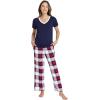 GYS Womens Bamboo Viscose Pajamas Set Super Soft Short Sleeve Top and Pants Pj Sleepwear Sets(White Red Plaid)