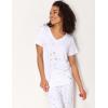 GYS Womens Bamboo Viscose Pajamas Set Super Soft Short Sleeve Top and Pants Pj Sleepwear Sets(White Stars)