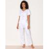 GYS Womens Bamboo Viscose Pajamas Set Super Soft Short Sleeve Top and Pants Pj Sleepwear Sets(White Stars)